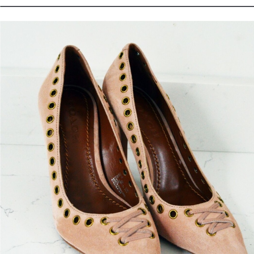 Coach Tan High Heel Pumps with Bow Detail